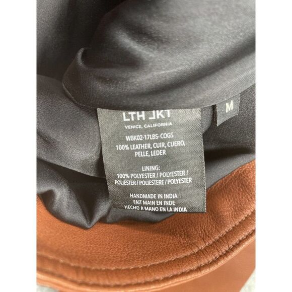 LTH JKt Mya Cropped Leather Biker Jacket Size Medium Brown - Picture 10 of 10